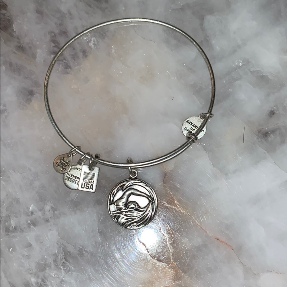Swim alex and ani bangle silver tone